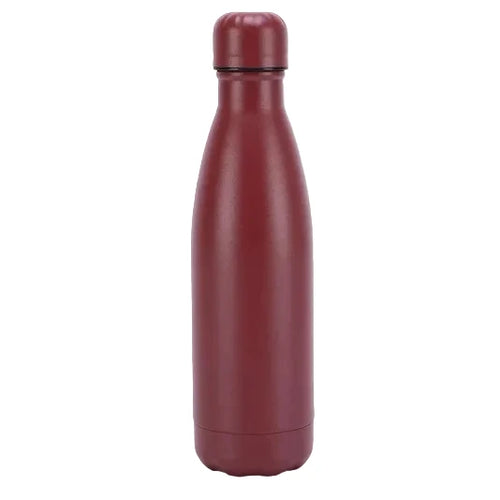 Red metal water bottle on a white background